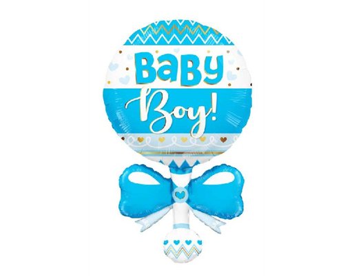 36in BLUE BABY RATTLE FOIL SHAPE