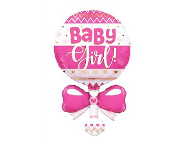36in PINK BABY RATTLE FOIL SHAPE