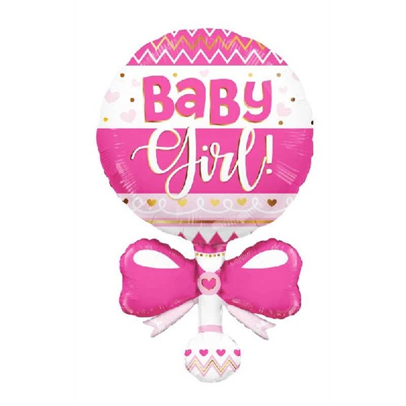 36in PINK BABY RATTLE FOIL SHAPE