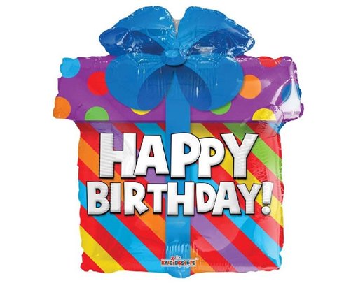 18in BIRTHDAY PRESENT FOIL BALLOON