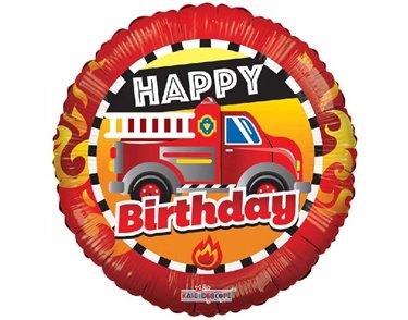 18in HAPPY BIRTHDAY FIRE TRUCK FOIL BALLOON
