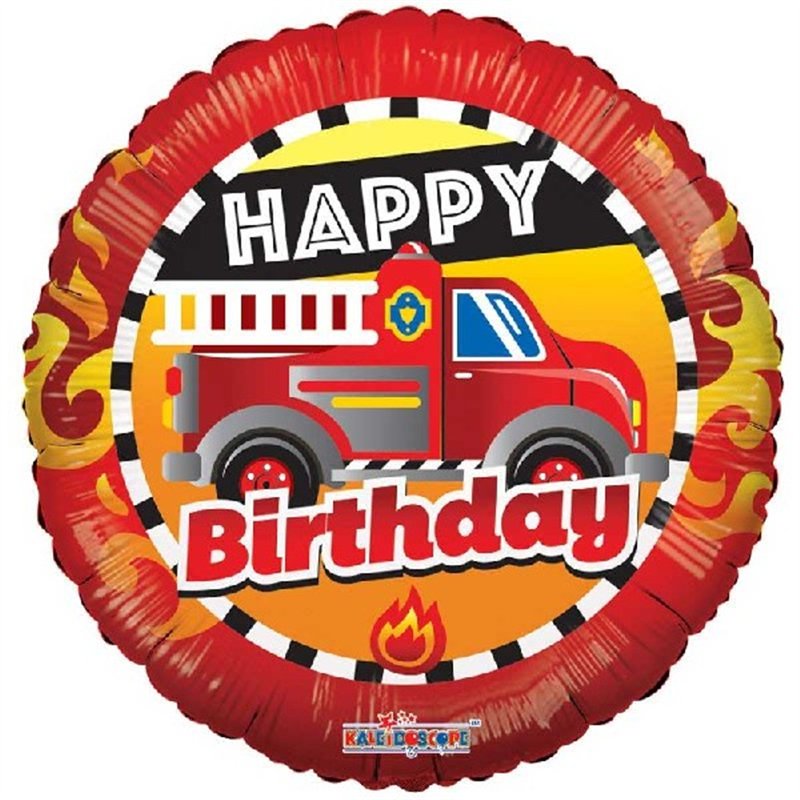 18in HAPPY BIRTHDAY FIRE TRUCK FOIL BALLOON