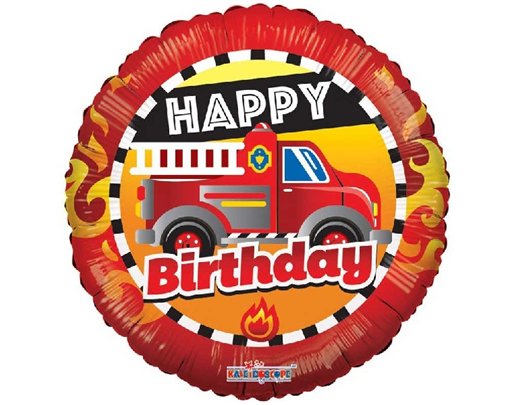 18in HAPPY BIRTHDAY FIRE TRUCK FOIL BALLOON