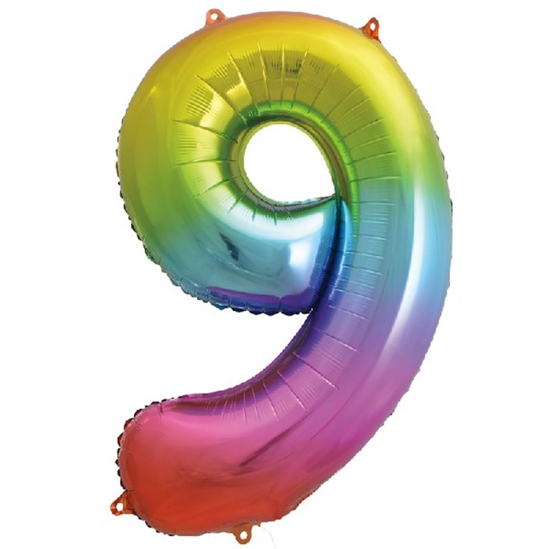 34IN RAINBOW NUMERAL FOIL 9