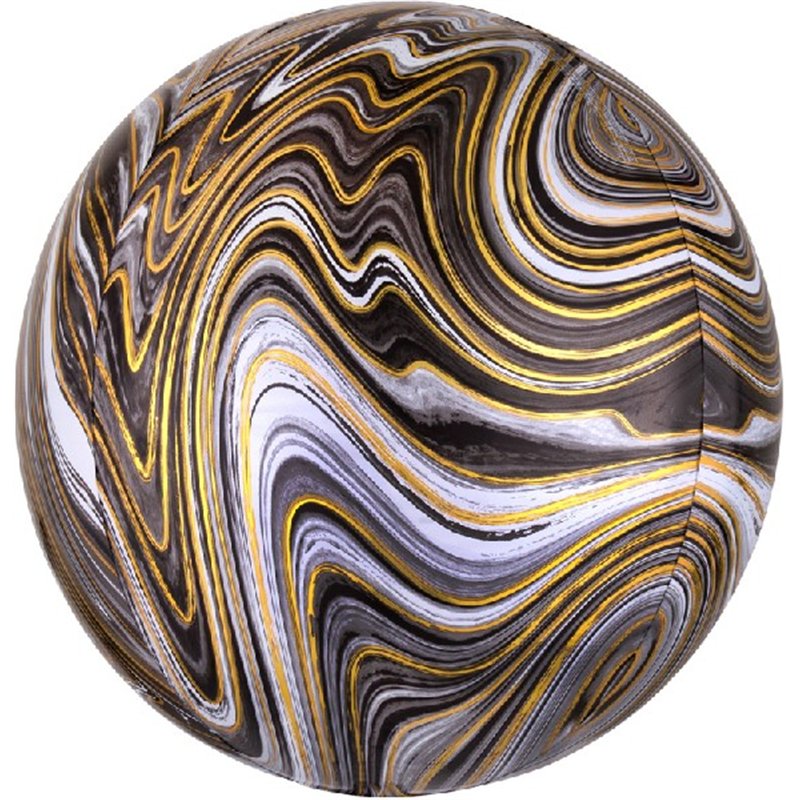 XL BLACK MARBLEZ FOIL BALLOON