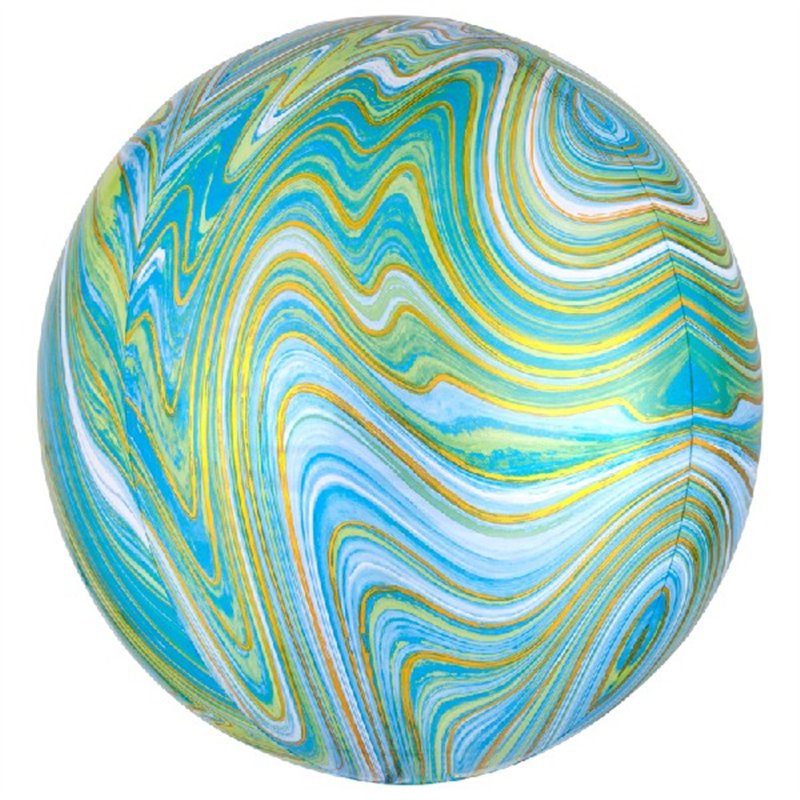 XL BLUE GREEN MARBLEZ FOIL BALLOON