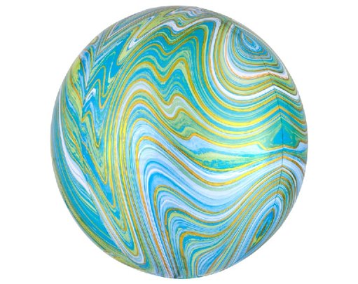 XL BLUE GREEN MARBLEZ FOIL BALLOON