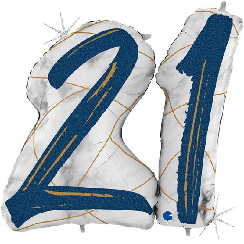 43IN MARBLE MATE NUMBERS 21 BLUE FOIL