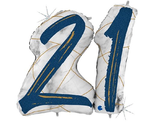 43IN MARBLE MATE NUMBERS 21 BLUE FOIL