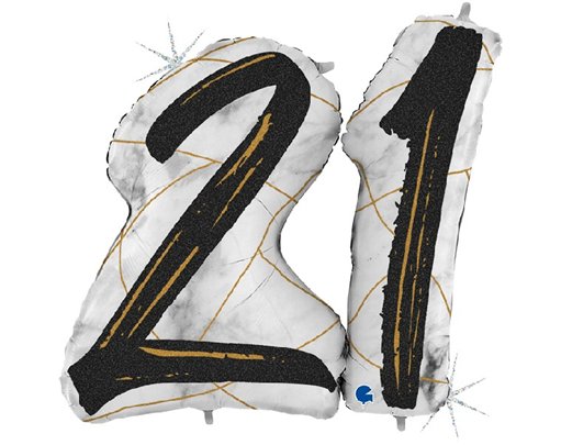 43IN MARBLE MATE NUMBERS 21 BLACK FOIL