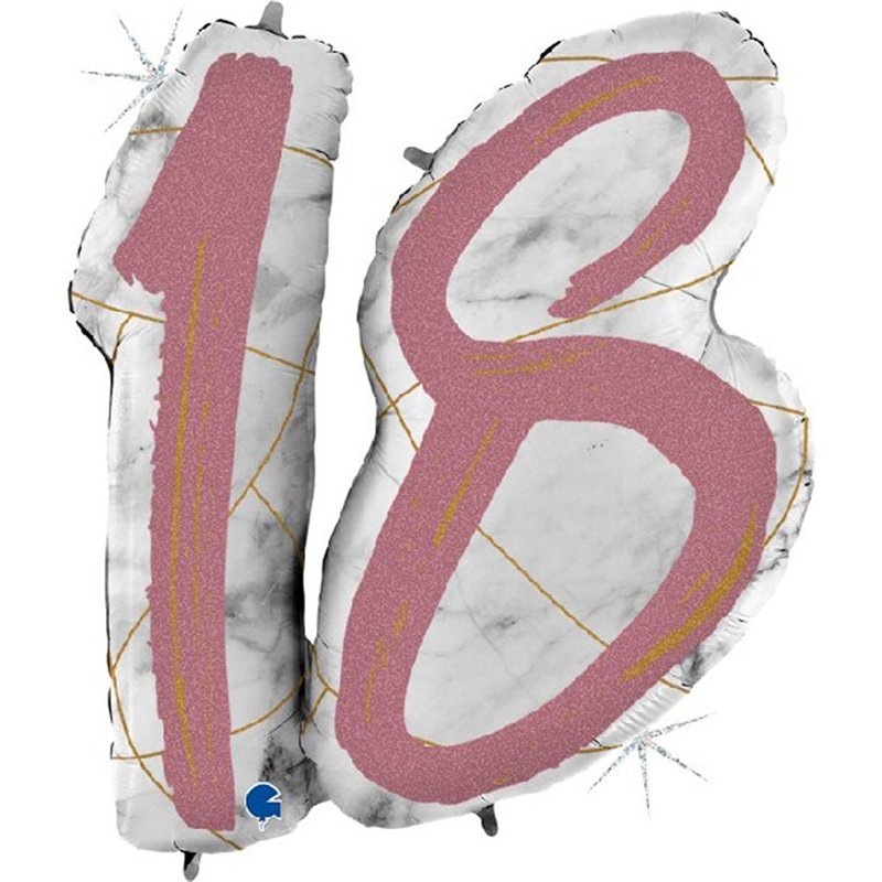 38IN MARBLE MATE NUMBERS 18 ROSE GOLD FOIL