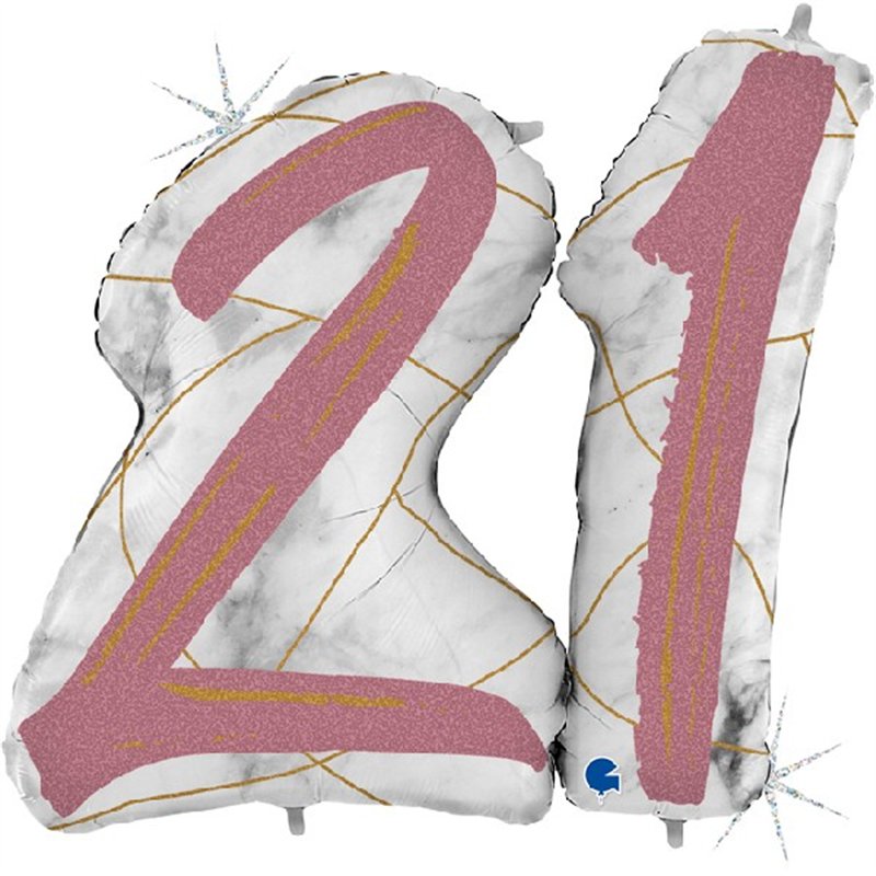 43IN MARBLE MATE NUMBERS 21 ROSE GOLD FOIL
