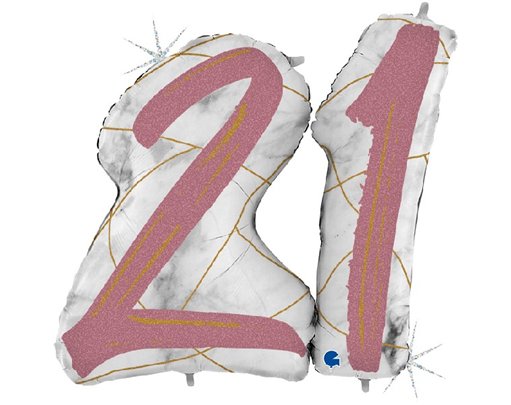 43IN MARBLE MATE NUMBERS 21 ROSE GOLD FOIL