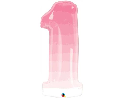 38IN NUMBER ONE PINK OMBRE SHAPED FOIL