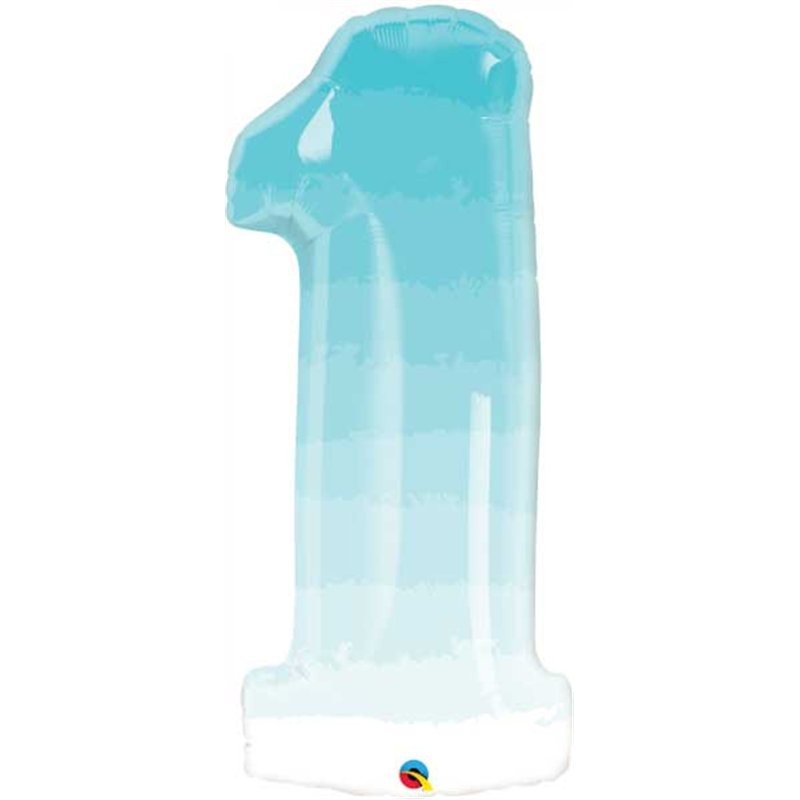 38IN NUMBER ONE BLUE OMBRE SHAPED FOIL