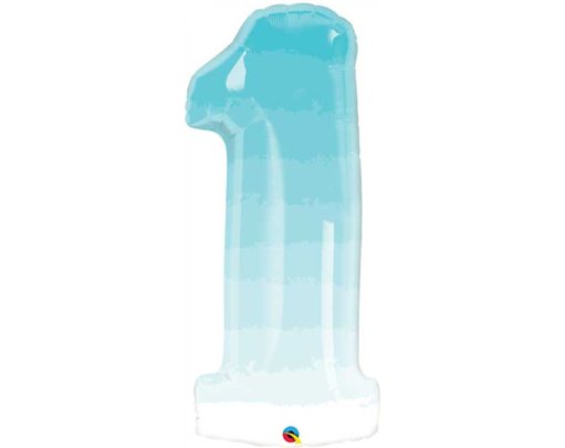 38IN NUMBER ONE BLUE OMBRE SHAPED FOIL