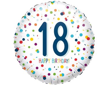 18in CONFETTI BIRTHDAY 18 FOIL BALLOON