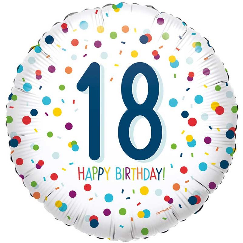 18in CONFETTI BIRTHDAY 18 FOIL BALLOON