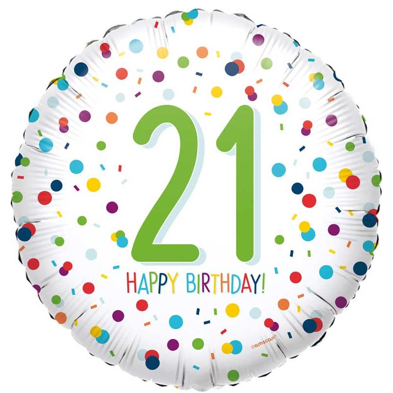 18in CONFETTI BIRTHDAY 21 FOIL BALLOON