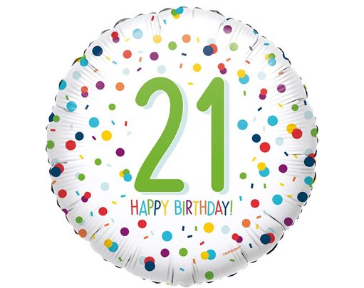 18in CONFETTI BIRTHDAY 21 FOIL BALLOON