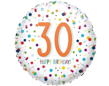 18in CONFETTI BIRTHDAY 30 FOIL BALLOON