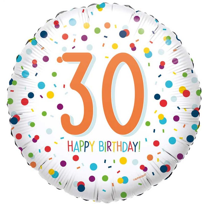 18in CONFETTI BIRTHDAY 30 FOIL BALLOON
