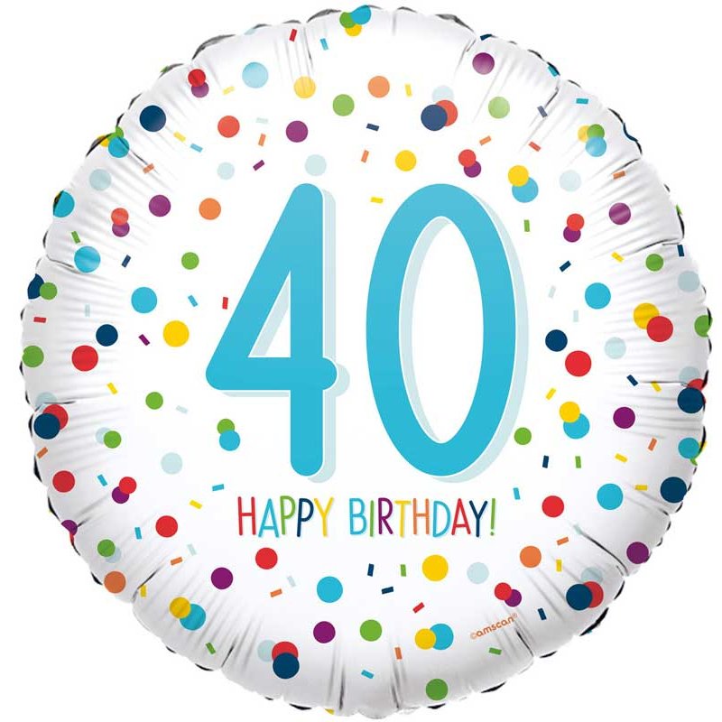 18in CONFETTI BIRTHDAY 40 FOIL BALLOON