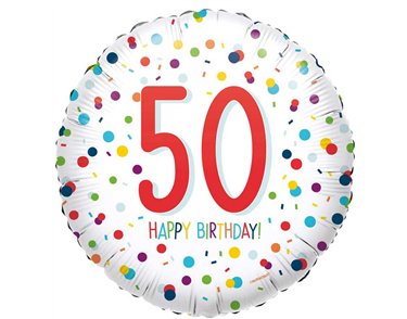 18in CONFETTI BIRTHDAY 50 FOIL BALLOON