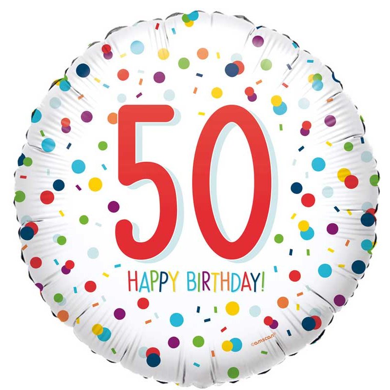 18in CONFETTI BIRTHDAY 50 FOIL BALLOON