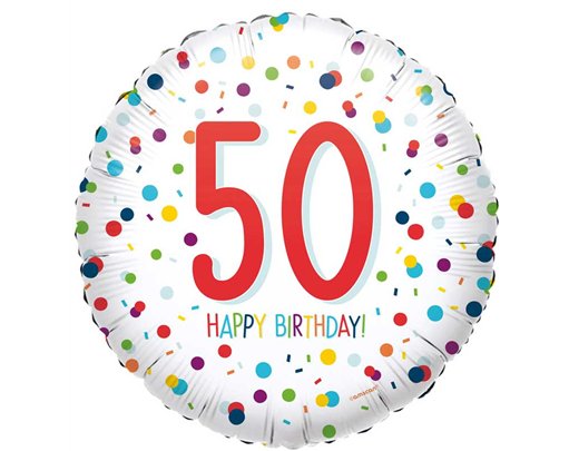 18in CONFETTI BIRTHDAY 50 FOIL BALLOON