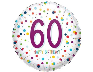 18in CONFETTI BIRTHDAY 60 FOIL BALLOON