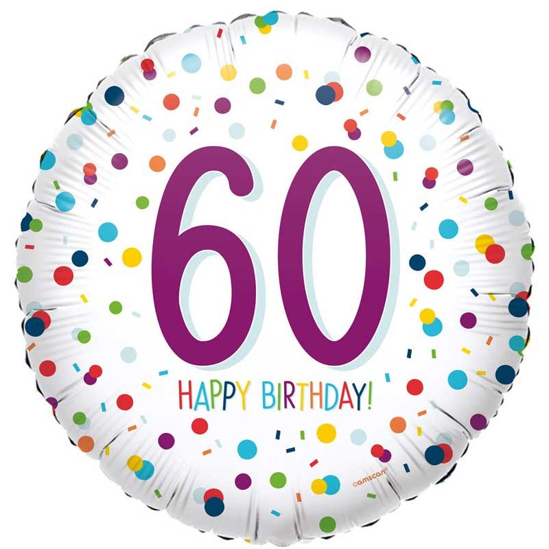 18in CONFETTI BIRTHDAY 60 FOIL BALLOON
