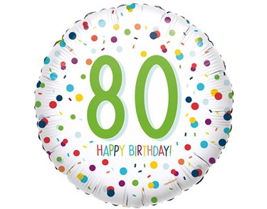 18in CONFETTI BIRTHDAY 80 FOIL BALLOON