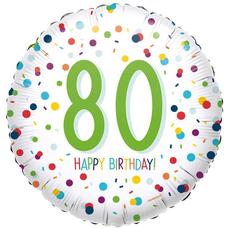 18in CONFETTI BIRTHDAY 80 FOIL BALLOON