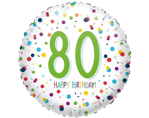 18in CONFETTI BIRTHDAY 80 FOIL BALLOON