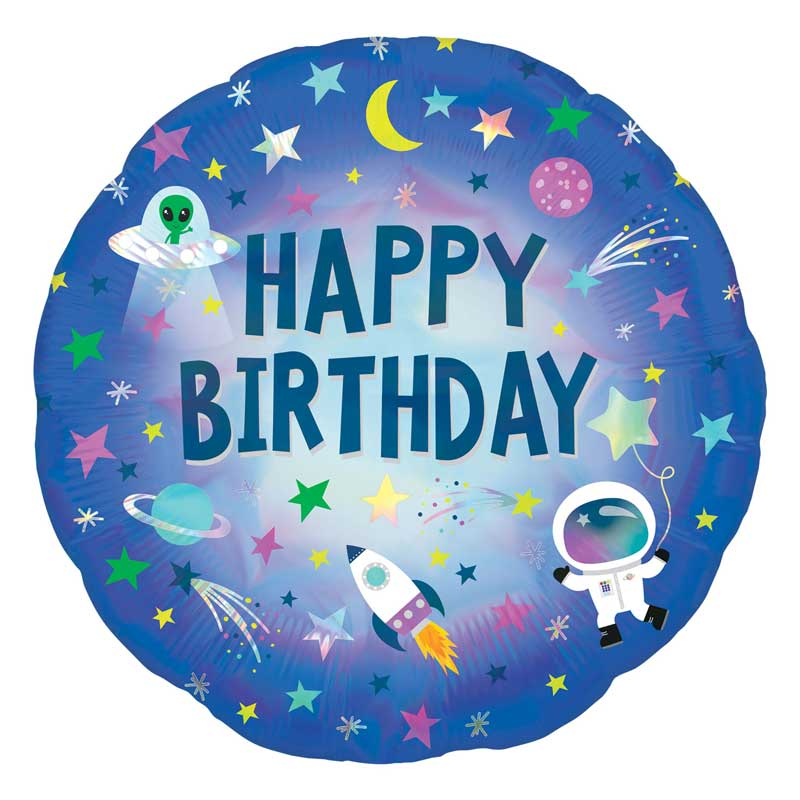 18in OUTER SPACE HAPPY BIRTHDAY FOIL BALLOON