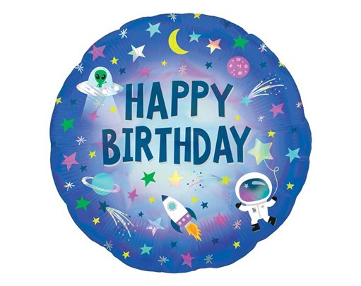 18in OUTER SPACE HAPPY BIRTHDAY FOIL BALLOON