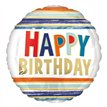 18in BIRTHDAY LETTERS AND STRIPES FOIL BALLOON