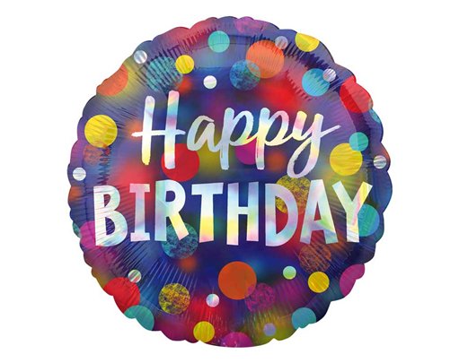 18in IRIDESCENT PARTY DOTS FOIL BALLOON