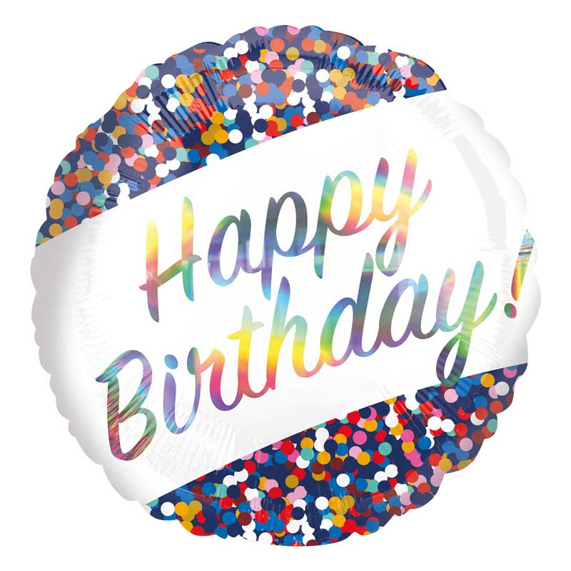 18in IRIDESCENT BIRTHDAY CONFETTI FOIL