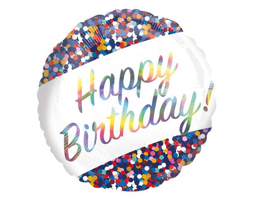 18in IRIDESCENT BIRTHDAY CONFETTI FOIL