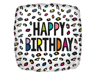 18in RAINBOW LEOPARD BIRTHDAY SQ FOIL BALLOON