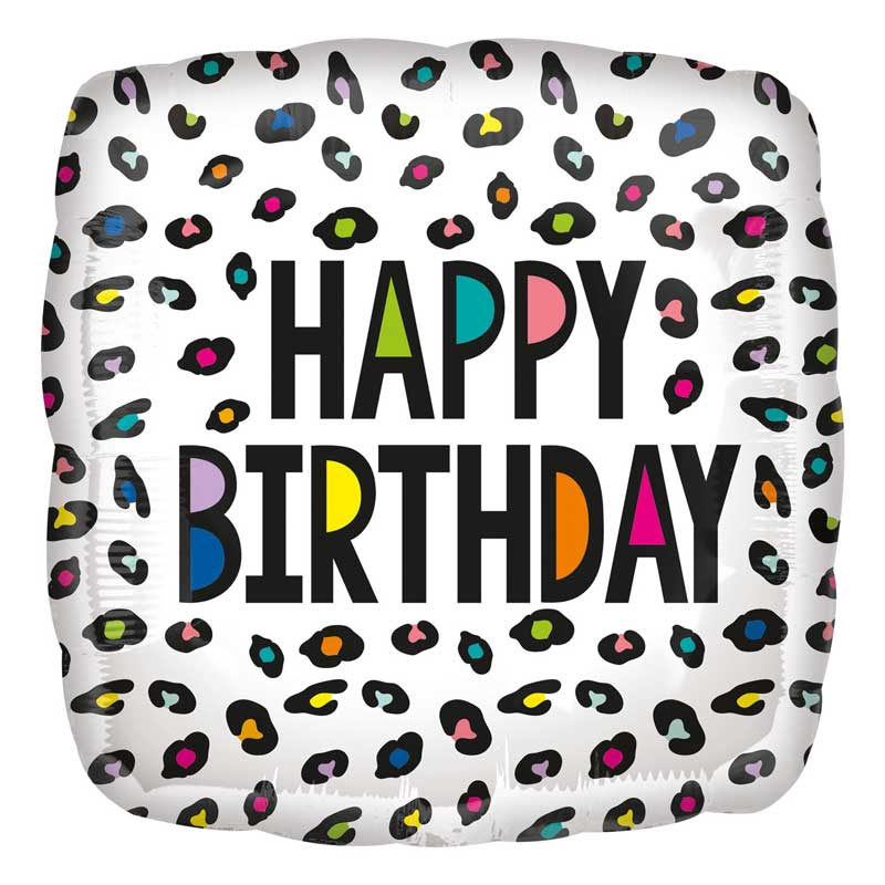 18in RAINBOW LEOPARD BIRTHDAY SQ FOIL BALLOON