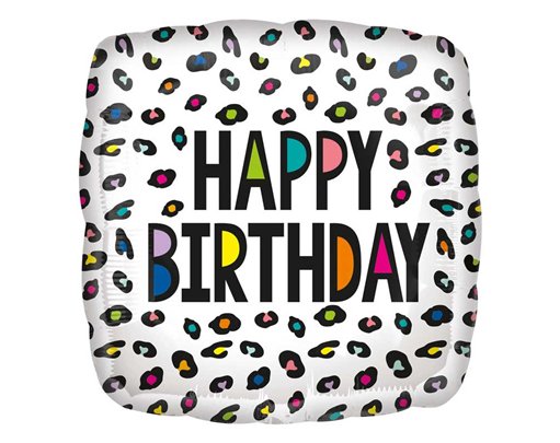 18in RAINBOW LEOPARD BIRTHDAY SQ FOIL BALLOON