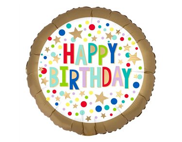 18in GOLD SATIN MARQUEE DOTS FOIL BALLOON