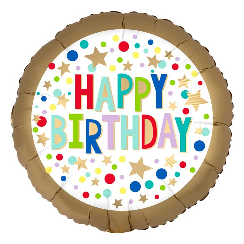18in GOLD SATIN MARQUEE DOTS FOIL BALLOON