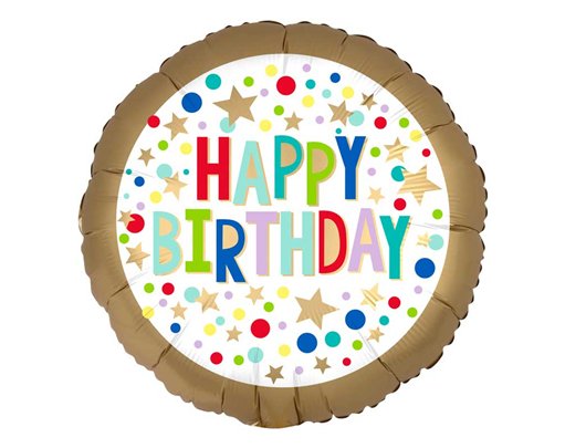 18in GOLD SATIN MARQUEE DOTS FOIL BALLOON