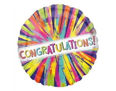 18in CONGRATS PAINTERLY BURST FOIL BALLOON