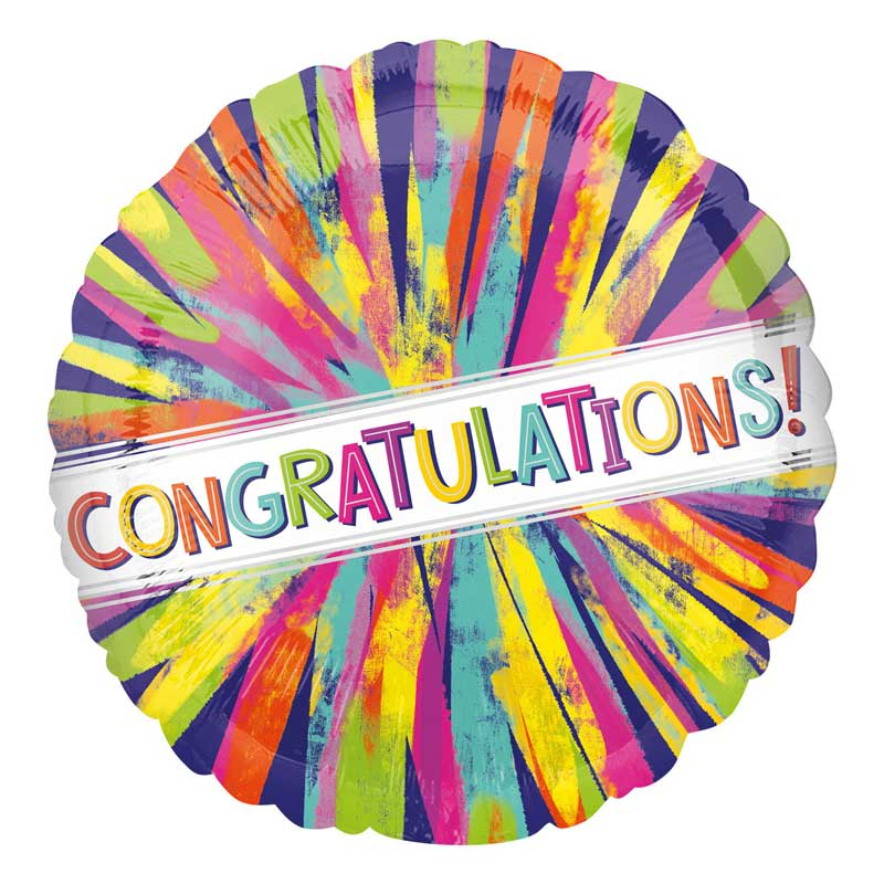 18in CONGRATS PAINTERLY BURST FOIL BALLOON