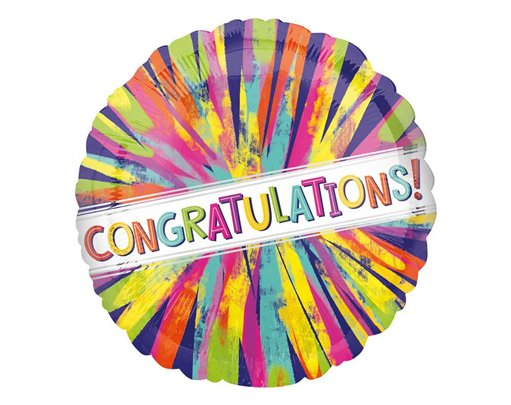 18in CONGRATS PAINTERLY BURST FOIL BALLOON